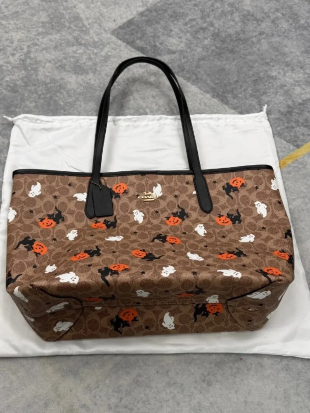 Coach City Tote In Signature Canvas With Halloween Print CW450